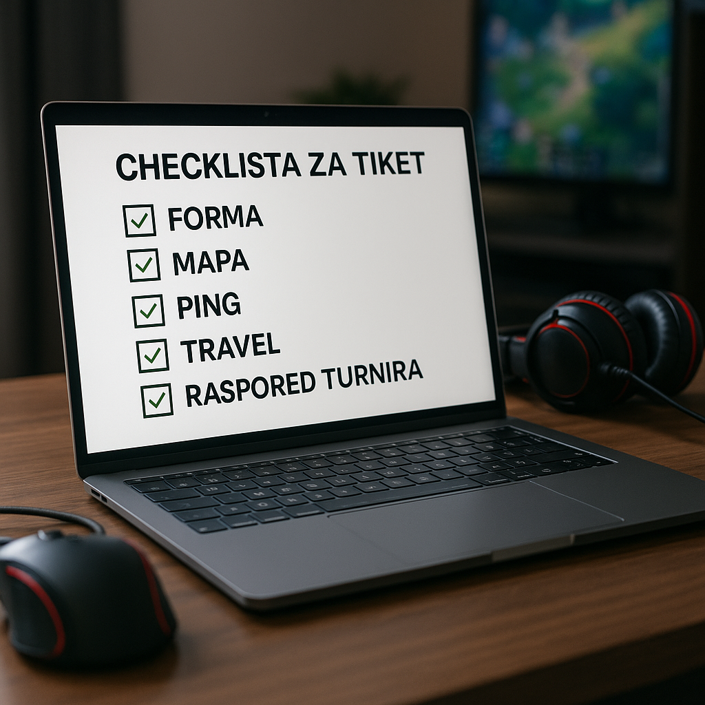 Checklista za tiket: forma, mapa, ping, travel i raspored turnira