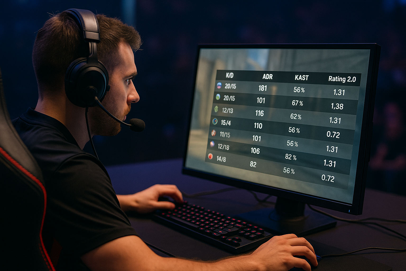 Vodič kroz e-sports metrike: K/D, ADR, KAST i rating 2.0 (CS2 & Valorant)