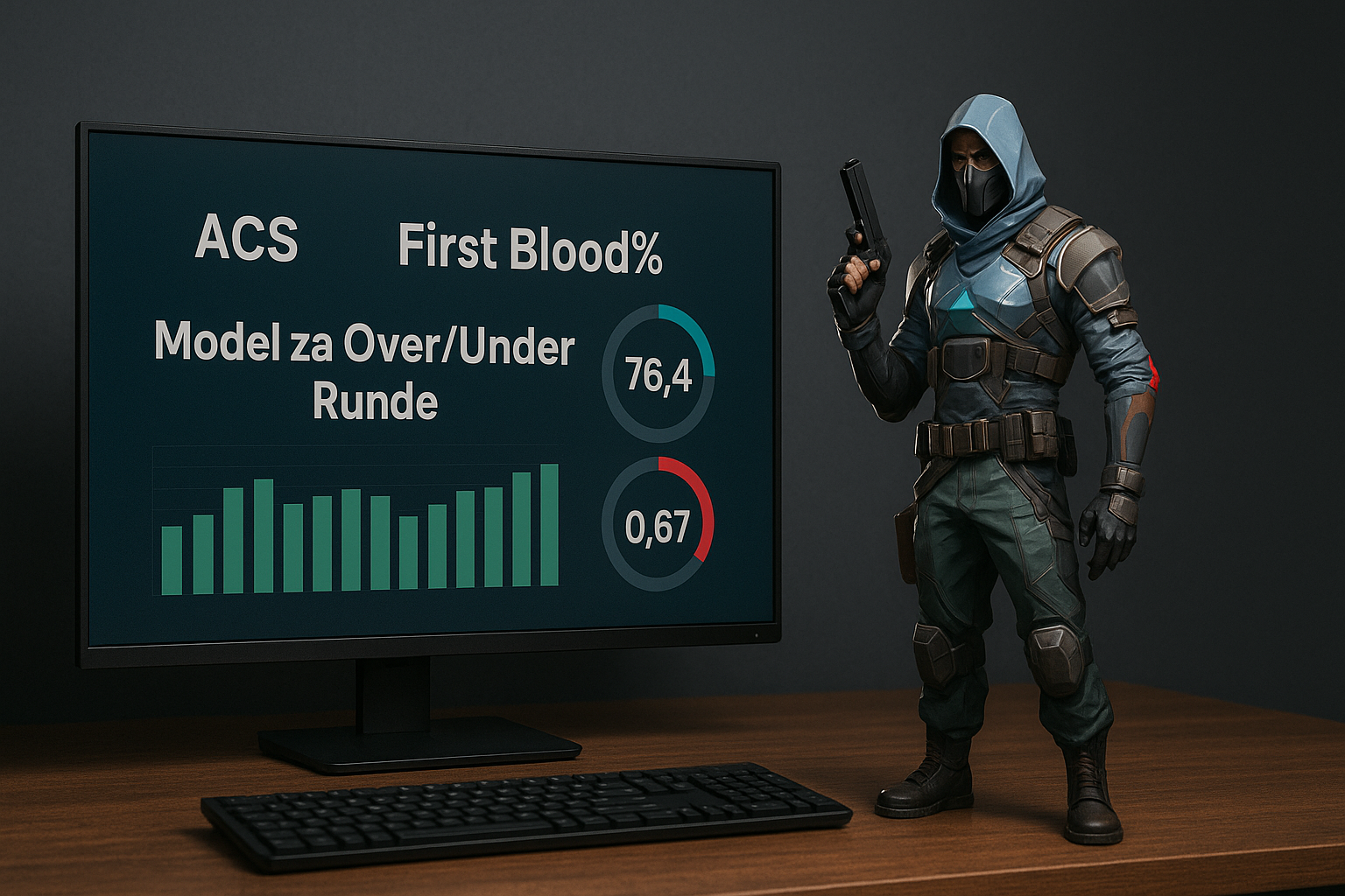 Valorant metrike (ACS, First Blood%): model za over/under runde